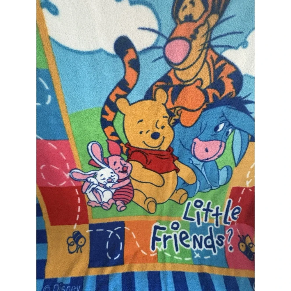 Vintage Disney Winnie the Pooh Piglet Tigger Eeyore Oversized Blanket 7'x5' Rare